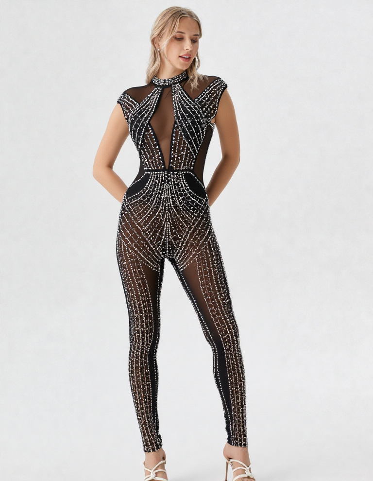 Black Rhinestone Jumpsuit (Only Small)