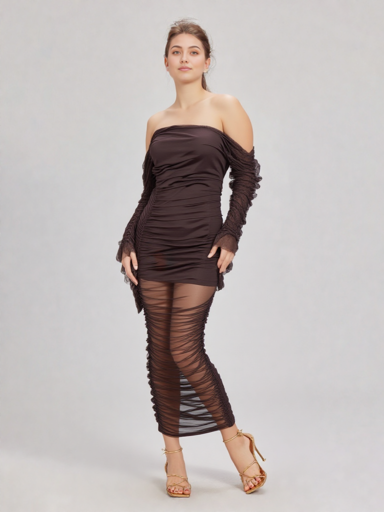 Brown Long Sleeve Dress (Only Small)